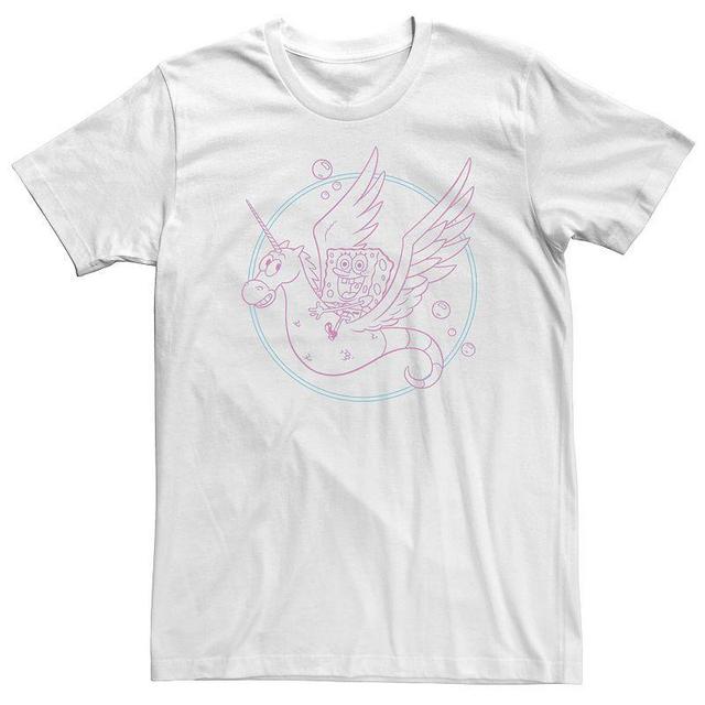 Mens Spongebob Sea Unicorn Pink Hue Outline Tee Product Image