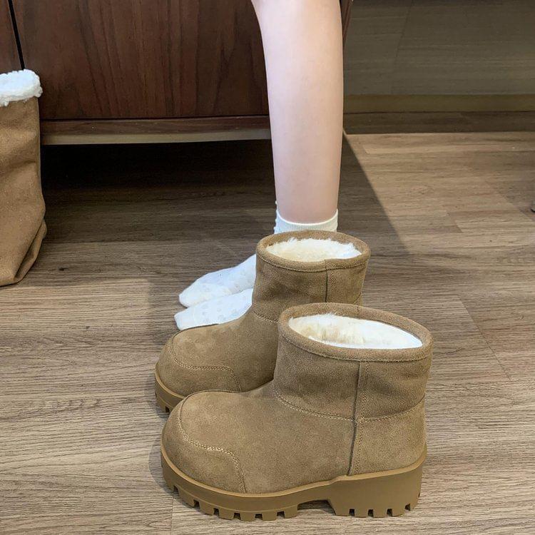 Platform Plain Fleece Lined Ankle Snow Boots product image