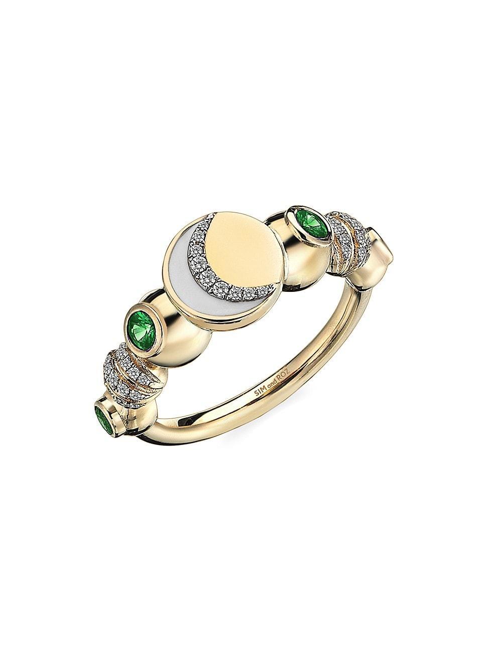 Womens Equinox Phase 14K Yellow Gold, Tsavorite & 0.18 TCW Diamond Ring Product Image