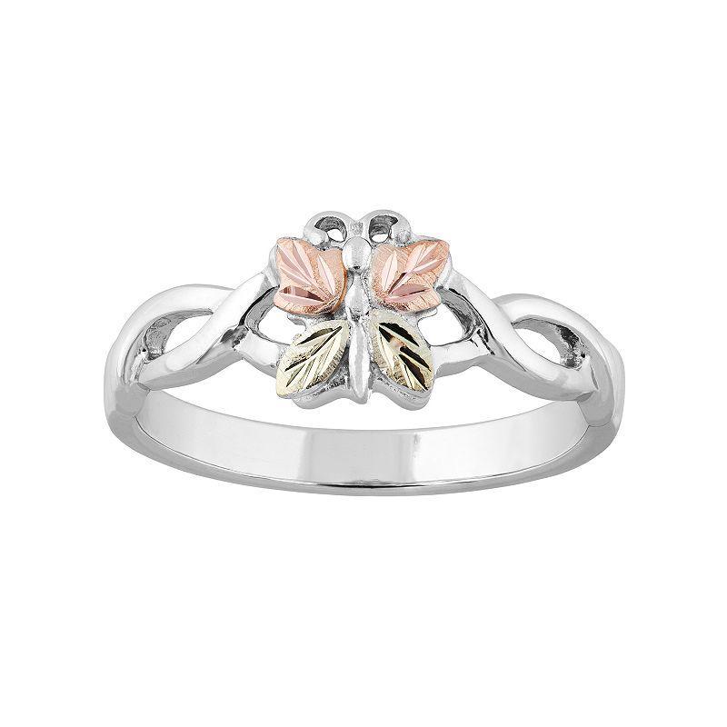 Black Hills Gold Tri-Tone Butterfly Ring in Sterling Silver, Womens Product Image