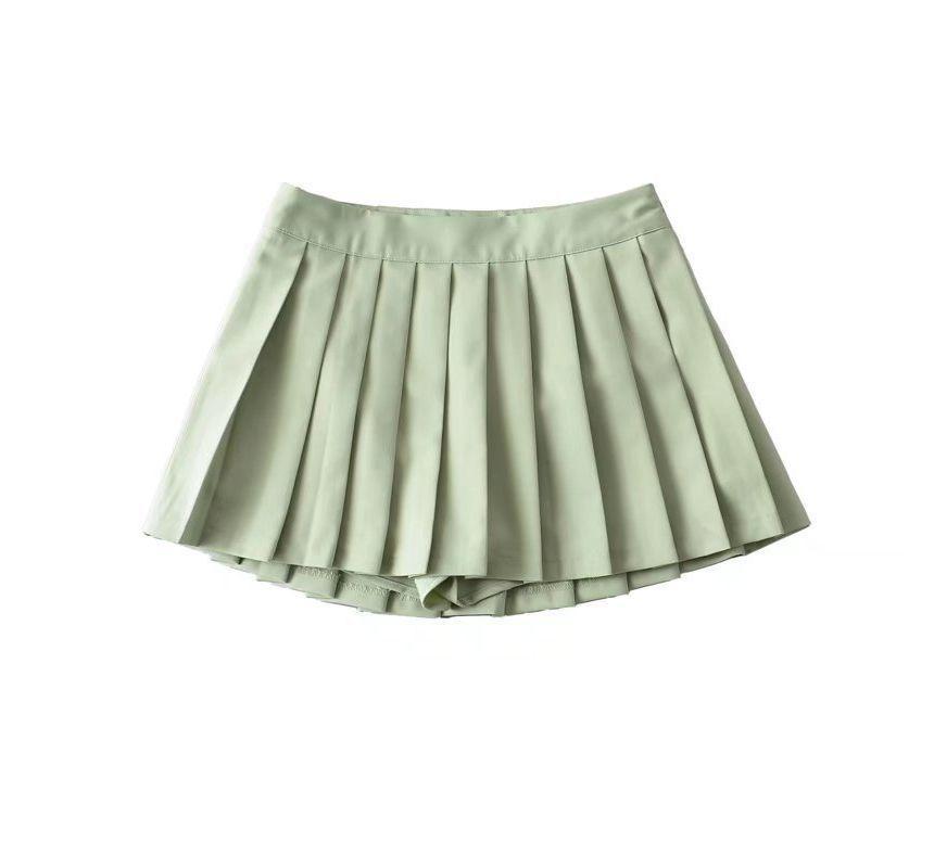 High Waist Mini Pleated Skirt Product Image