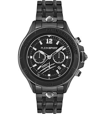 Plein Sport Mens Warrior Tech Chronograph Date Quartz Black Stainless Steel 47.5MM - Black Product Image