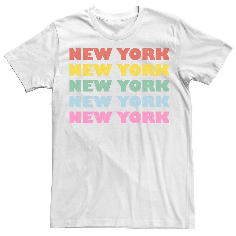 Mens New York Solid Multicolor Stacked Design Tee Product Image