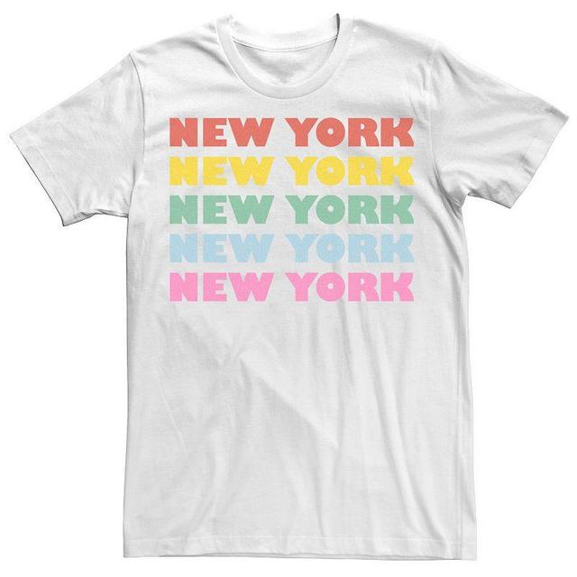 Mens New York Solid Multicolor Stacked Design Tee Product Image