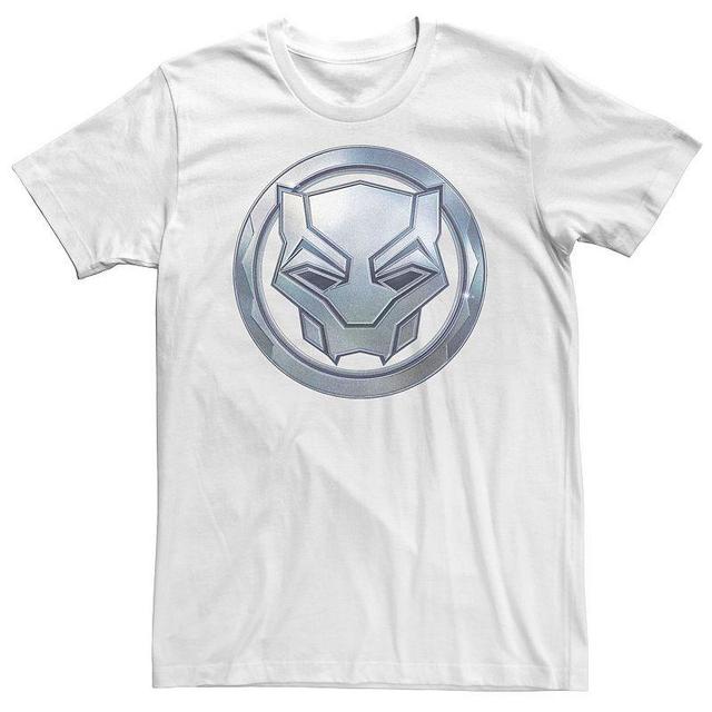 Mens Marvel Wakanda Forever Metallic Black Panther Icon Tee White Product Image