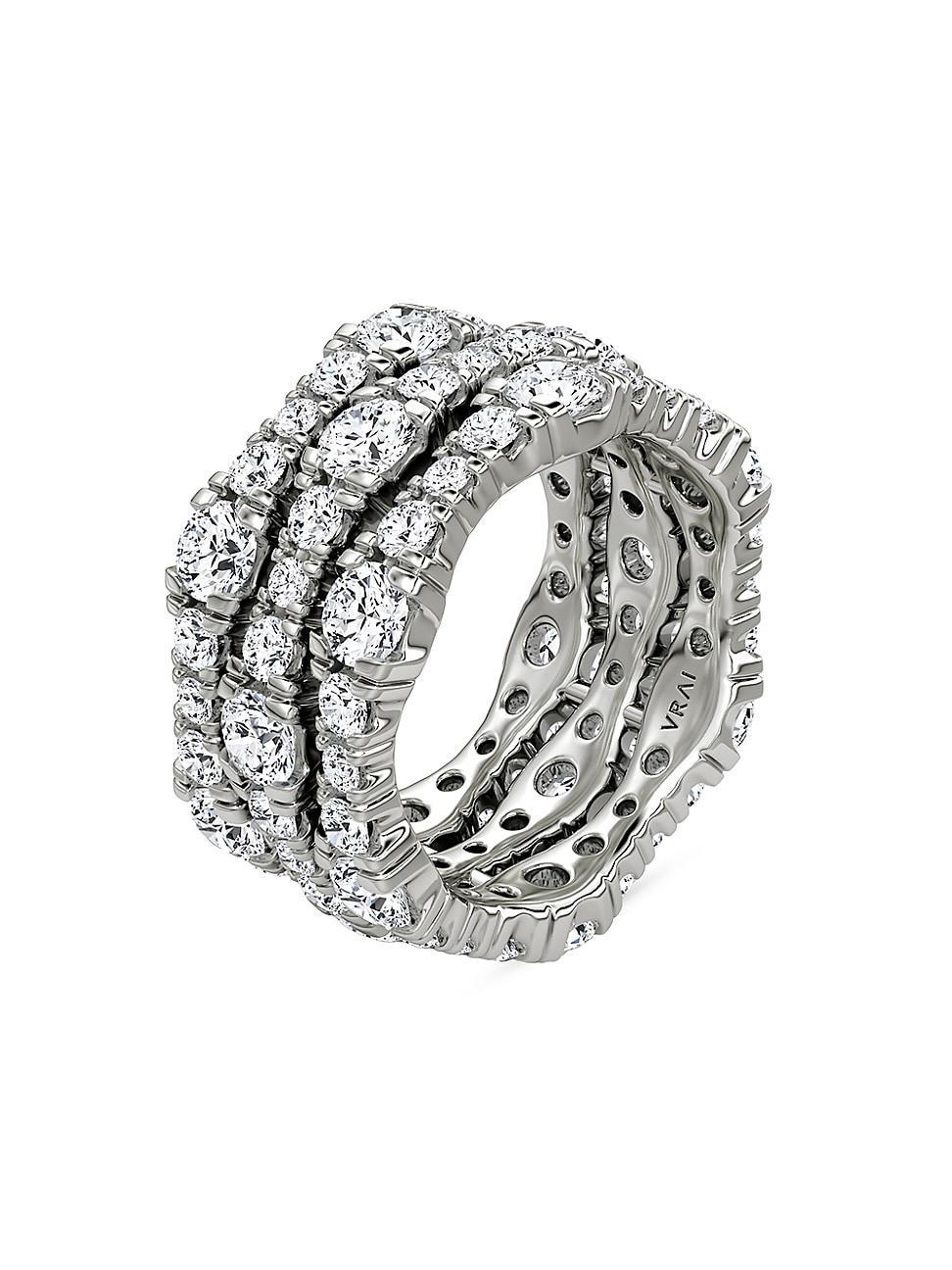 Womens 14K White Gold & 4.65 TCW Lab-Grown Diamond Triple-Band Ring Product Image