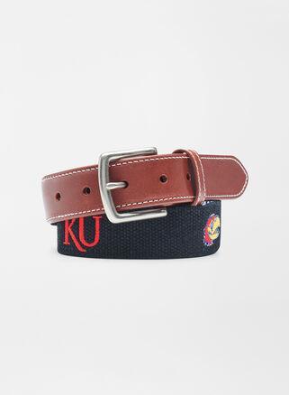 Peter Millar Mens University of Kansas Belt | Color: Black | Size: 36 | KU Product Image