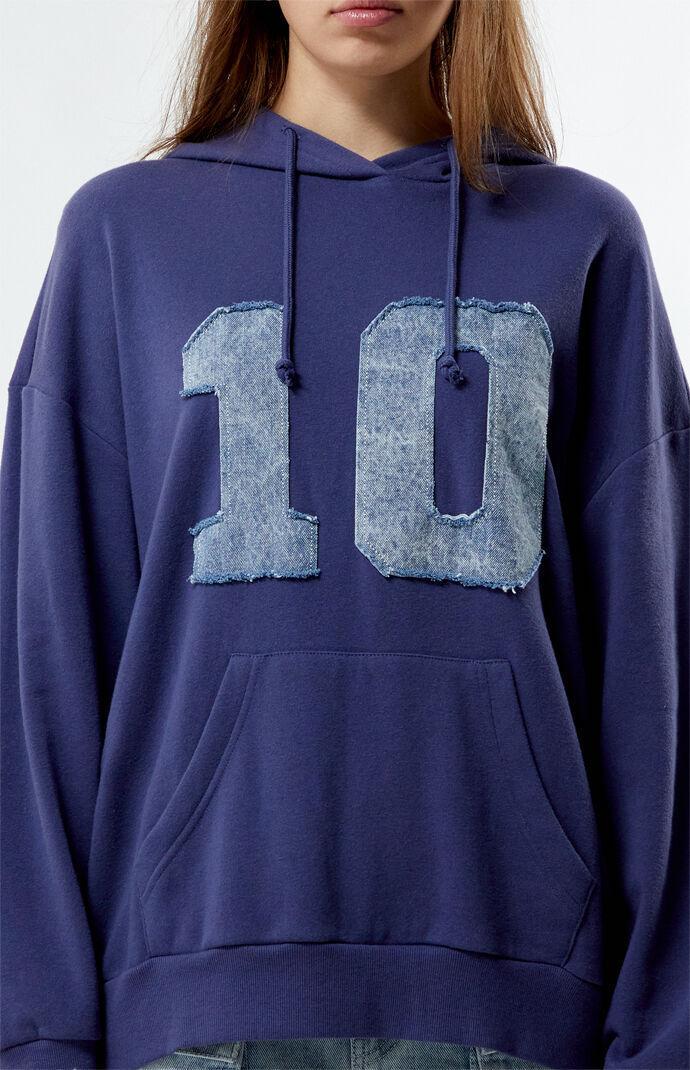 Women's Denim Number Patch Hoodie Product Image