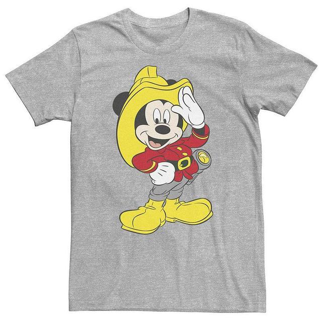 Big & Tall Disney Mickey Mouse Firefighter Outfit Tee, Mens Athletic Grey Product Image