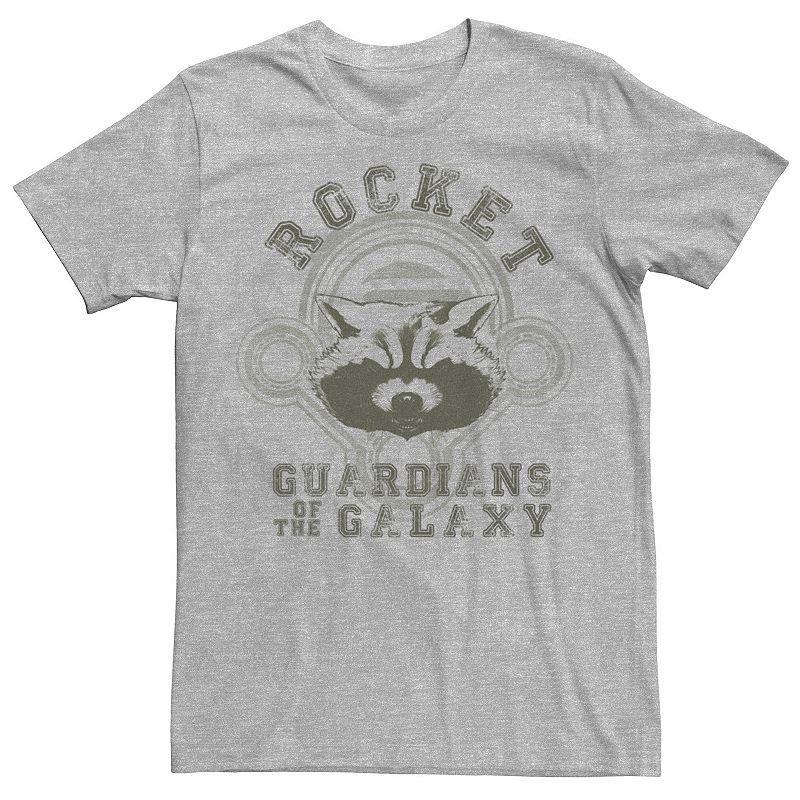 Mens Marvel Guardians Of The Galaxy Rocket Collegiate Graphic Tee Athletic Grey Product Image