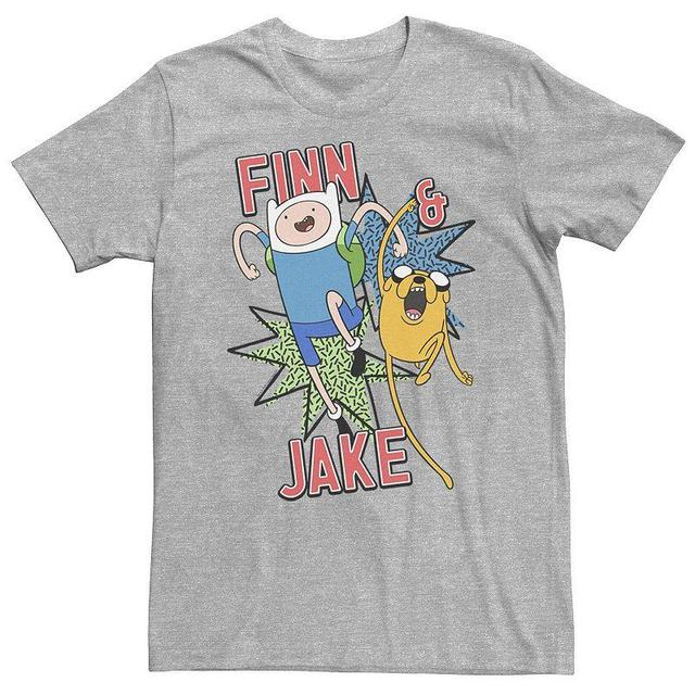 Big & Tall Cartoon Network Adventure Time Finn & Jake Kapows Tee, Mens Athletic Grey Product Image