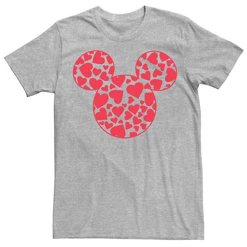 Disneys Mickey & Friends Mickey Mens Valentines Day Heart Fill Tee Athletic Grey Product Image