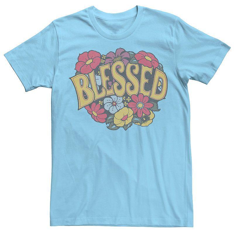 Mens Blessed Floral Wreath Tee Light Blue Product Image