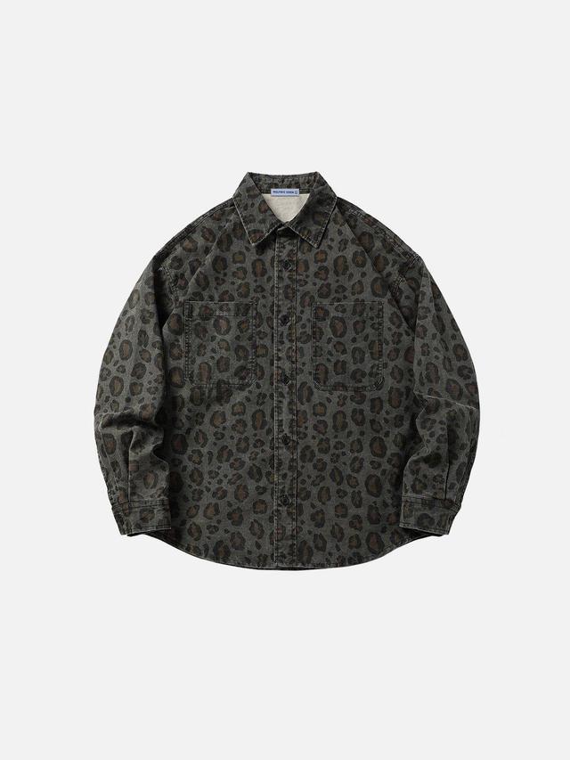 Aelfric Eden Leopard Print Long Sleeve Shirt Product Image