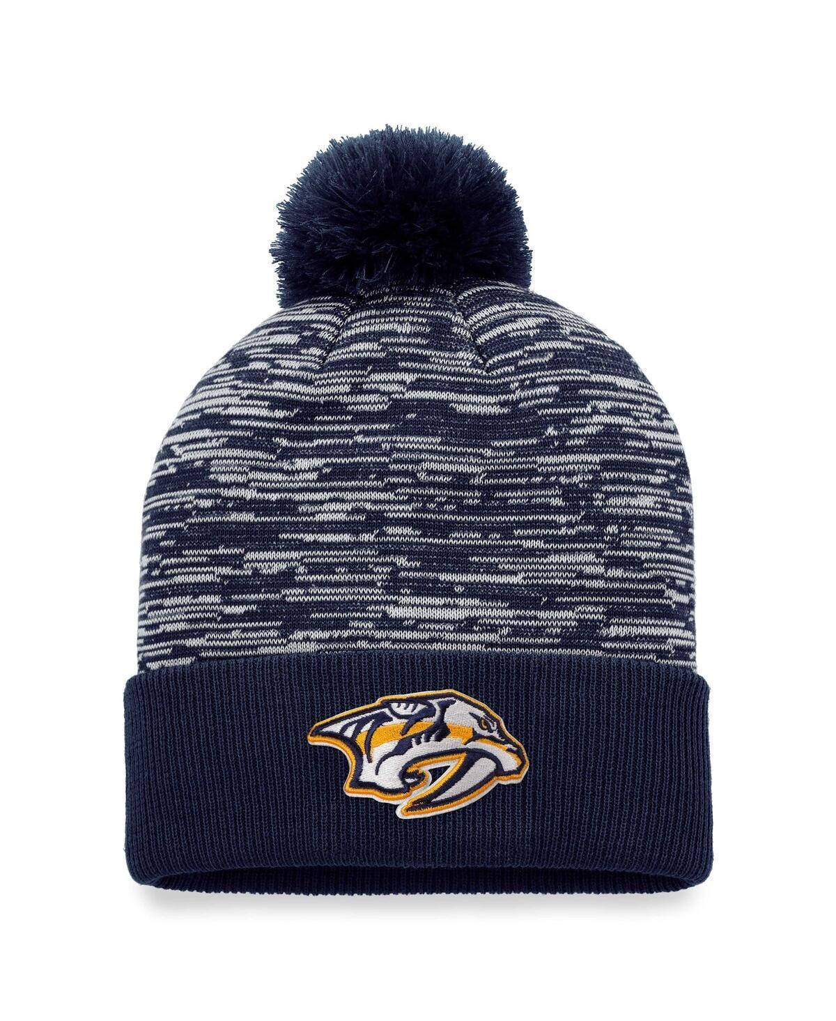 Mens Fanatics Navy Nashville Predators Defender Cuffed Knit Hat with Pom Product Image