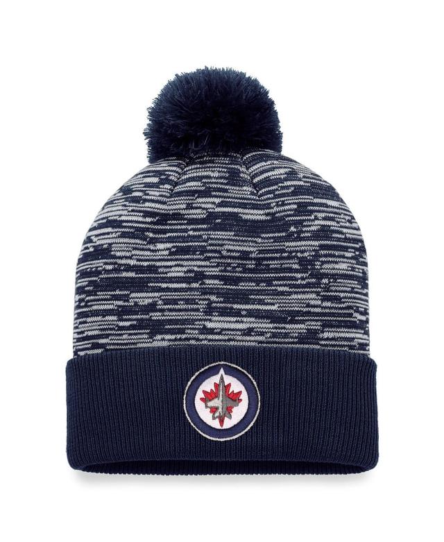 Mens Fanatics Navy Winnipeg Jets Defender Cuffed Knit Hat with Pom Product Image