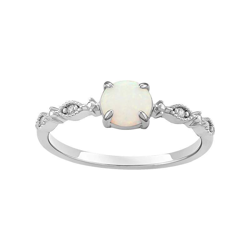 PRIMROSE Sterling Silver White Opal & Cubic Zirconia Polished Band Ring, Womens Product Image