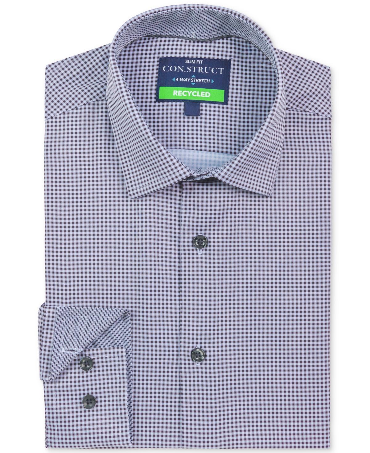 Mens Recycled Slim Fit Gingham Performance Stretch Cooling Comfort Dress Shirt Product Image