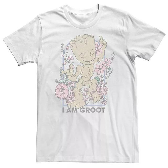 Big & Tall Marvel I Am Groot Floral Tee, Mens, Size: 3XL, White Product Image