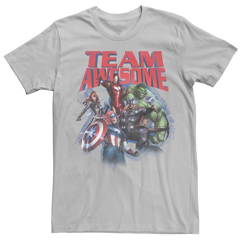 Mens Marvel Avengers Team Awesome Group Shot Graphic Tee Silver Product Image