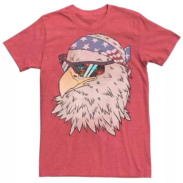 Mens Bald Eagle American Flag Bandanna Graphic Tee Red Grey Product Image