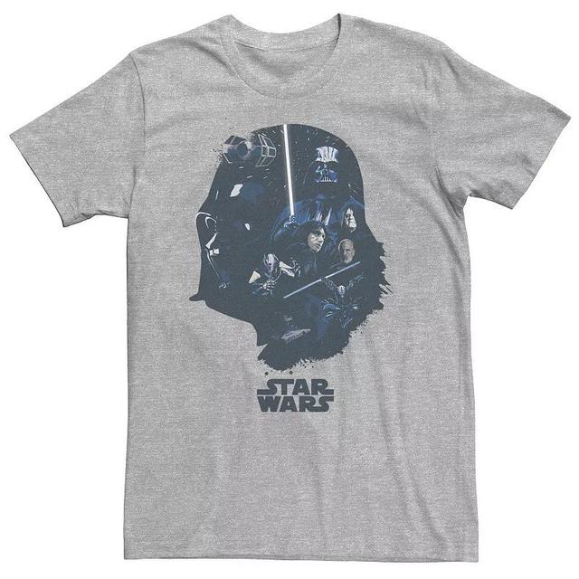 Big & Tall Star Wars Darth Vader Helmet Villain Fill Tee, Mens Athletic Grey Product Image