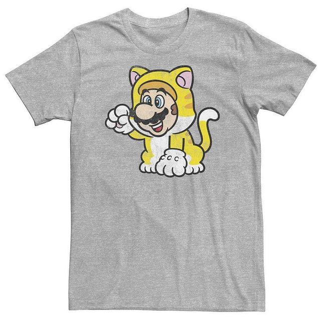 Big & Tall Super Mario 3D Bowsers Fury Mario Cat Portrait Tee, Mens Athletic Grey Product Image