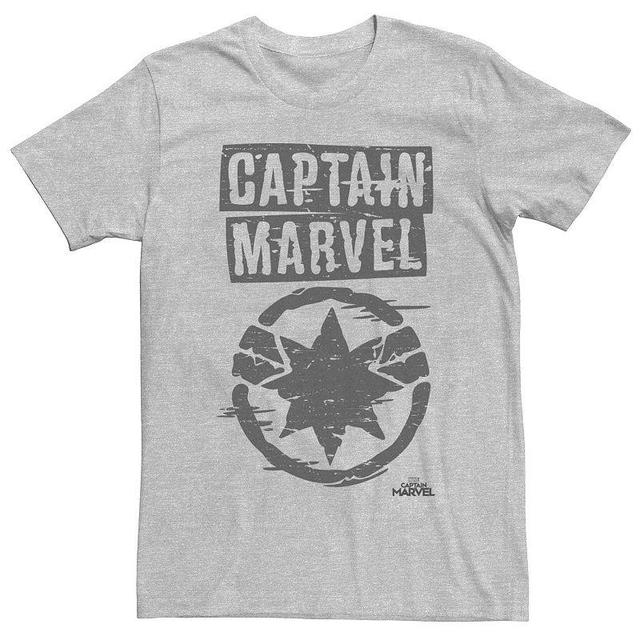 Mens Marvel Captain Marvel Painted Logo Tee Athletic Grey Product Image