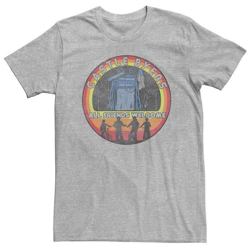 Big & Tall Stranger Things Group Shot Castle Byers All Friends Welcome Tee, Mens Athletic Grey Product Image