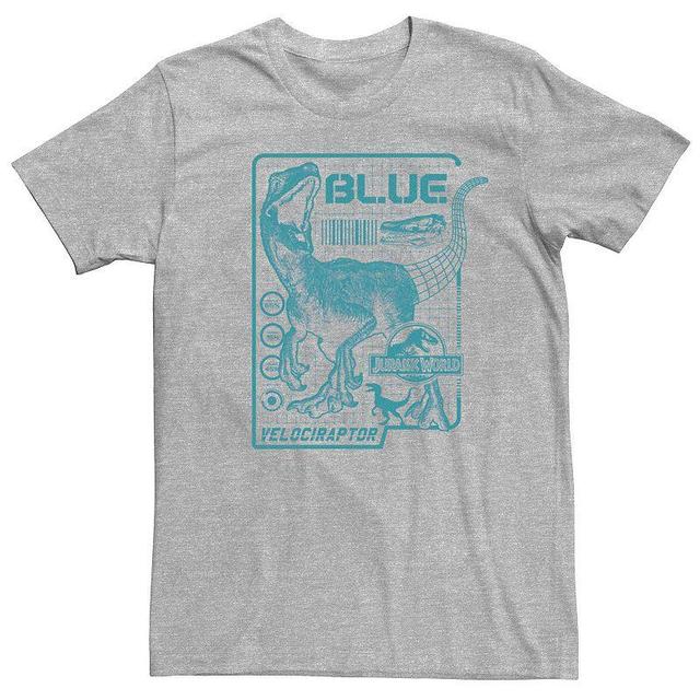 Mens Jurassic World Two Blue Raptor Schematic Tee Med Grey Product Image