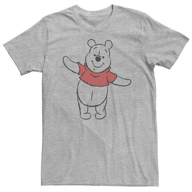 Disneys Winnie The Pooh Big & Tall Art Bear Sketch Tee, Mens Athletic Grey Product Image