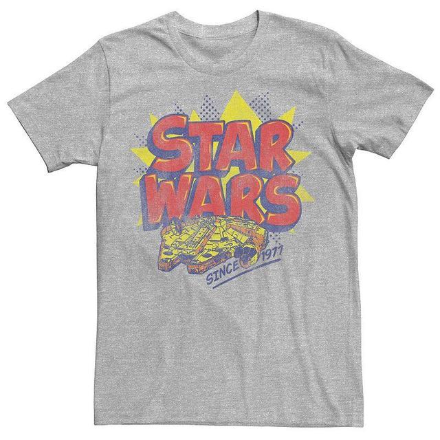 Mens Star Wars Millennium Falcon Retro Logo Tee Athletic Grey Product Image