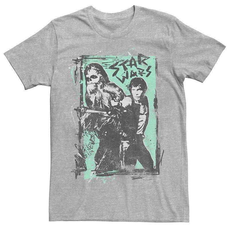 Mens Star Wars Han And Chewie Grunge Poster Graphic Tee Athletic Grey Product Image