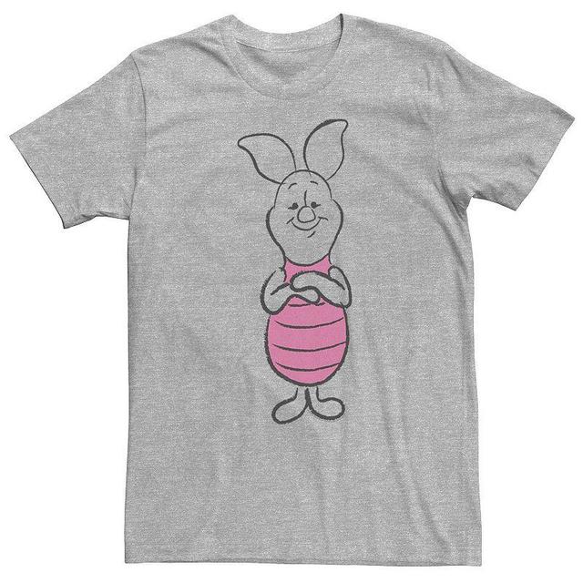 Disneys Winnie The Pooh Big & Tall Sweet Piglet Art Sketch Tee, Mens Athletic Grey Product Image