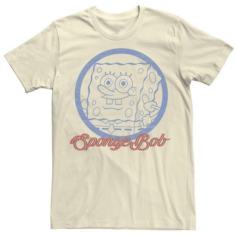 Mens Nickelodeon SpongeBob SquarePants Line Art Cursive Logo Portrait Graphic Tee Product Image