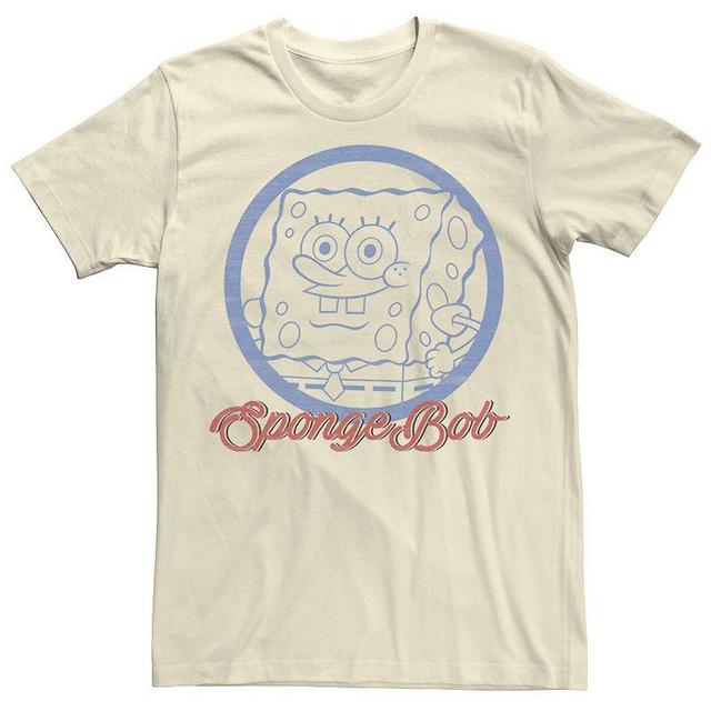 Mens Nickelodeon SpongeBob SquarePants Line Art Cursive Logo Portrait Graphic Tee Product Image