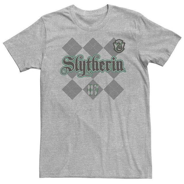 Big & Tall Harry Potter Slytherin Diamond Plaid Tee, Mens Athletic Grey Product Image