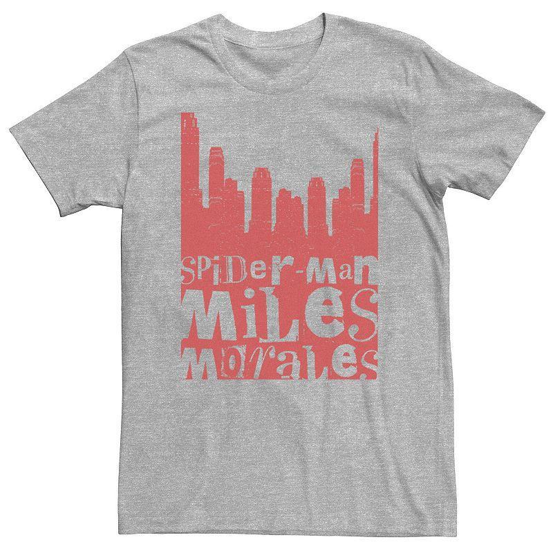 Big & Tall Marvel Spider-Man Miles Morales City Skyline Tee, Mens Athletic Grey Product Image