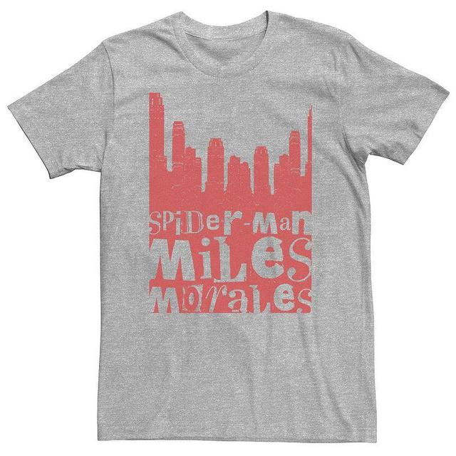 Big & Tall Marvel Spider-Man Miles Morales City Skyline Tee, Mens Athletic Grey Product Image