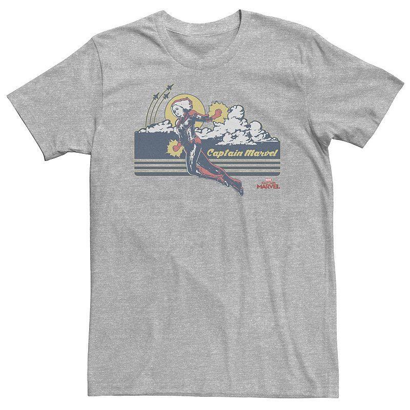 Big & Tall Marvel Captain Marvel Retro Action Pose Tee, Mens Athletic Grey Product Image