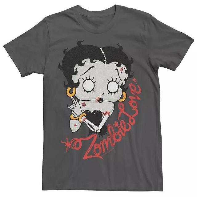 Mens Betty Boop Zombie Love Graphic Tee Grey Product Image