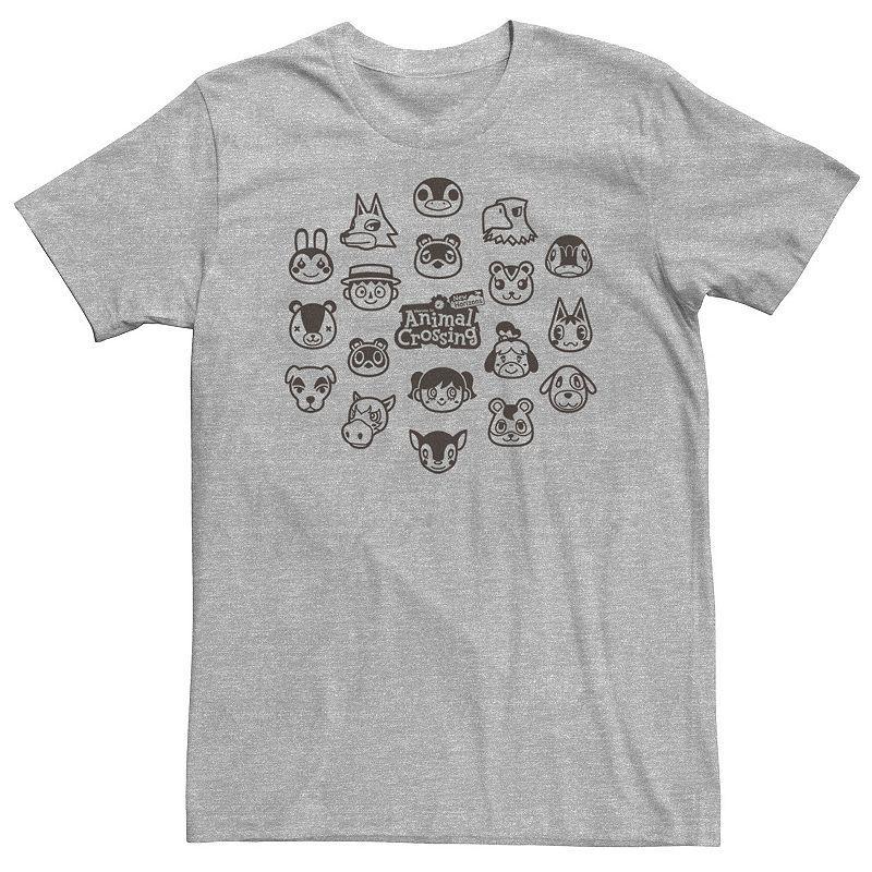 Big & Tall Animal Crossing New Horizons Group Shot Villagers Tee, Mens Athletic Grey Product Image