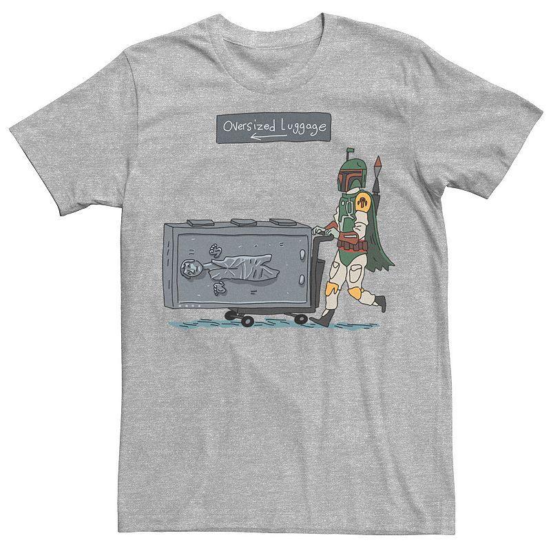 Mens Star Wars Boba Fett Han Solo Oversized Luggage Tee Med Grey Product Image