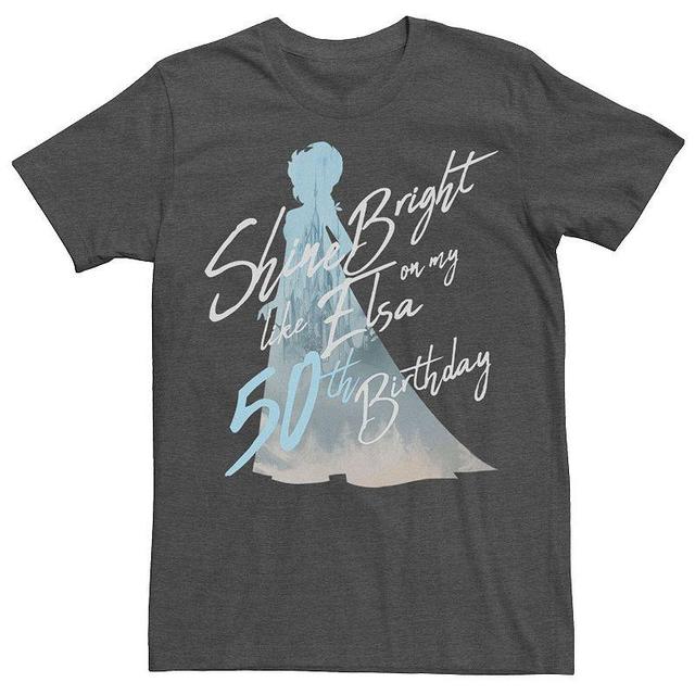 Disneys Frozen Mens Elsa Silhouette 50th Birthday Graphic Tee Grey Heather Product Image