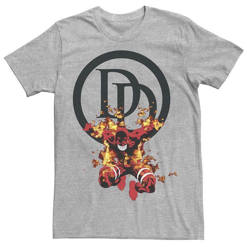 Mens Marvel Daredevil On Fire With Logo Tee Athletic Grey Product Image