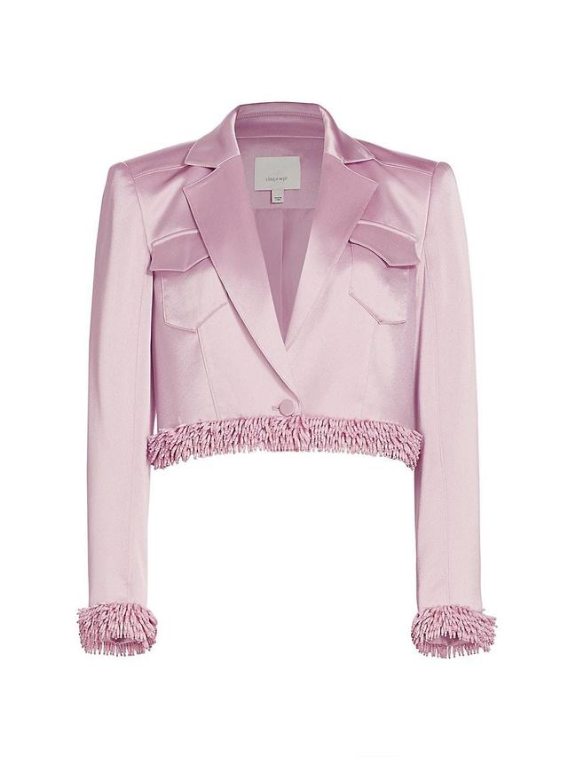 Womens Ida Beaded-Trim Satin Crop Jacket Product Image