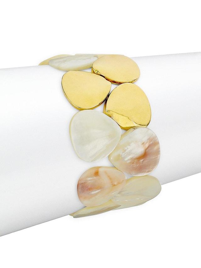 Womens Organic Gems Gold-Plated & White Shell Strech Bracelet Product Image