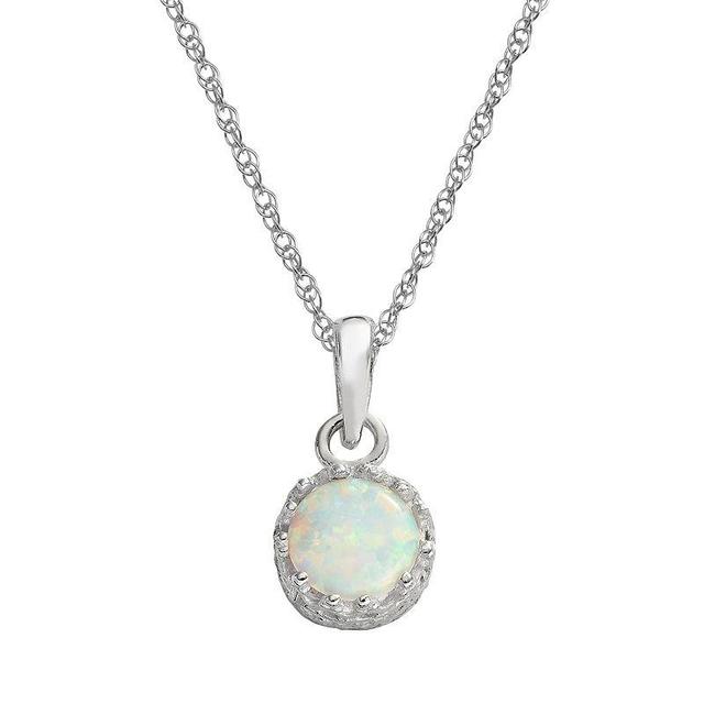 Designs by Gioelli Sterling Silver Lab-Created Opal Pendant, Womens White Product Image