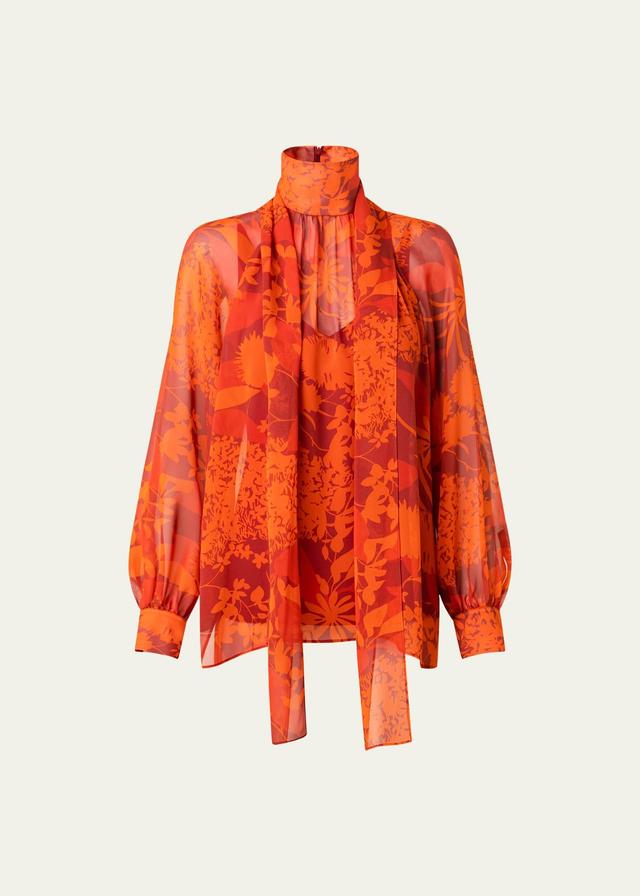 Womens Abraham Flower Silk Georgette Blouse Product Image