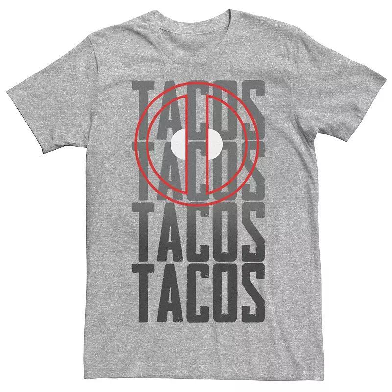 Mens Marvel Comics Retro Deadpool Tacos Stacked Graphic Tee Athletic Grey Product Image